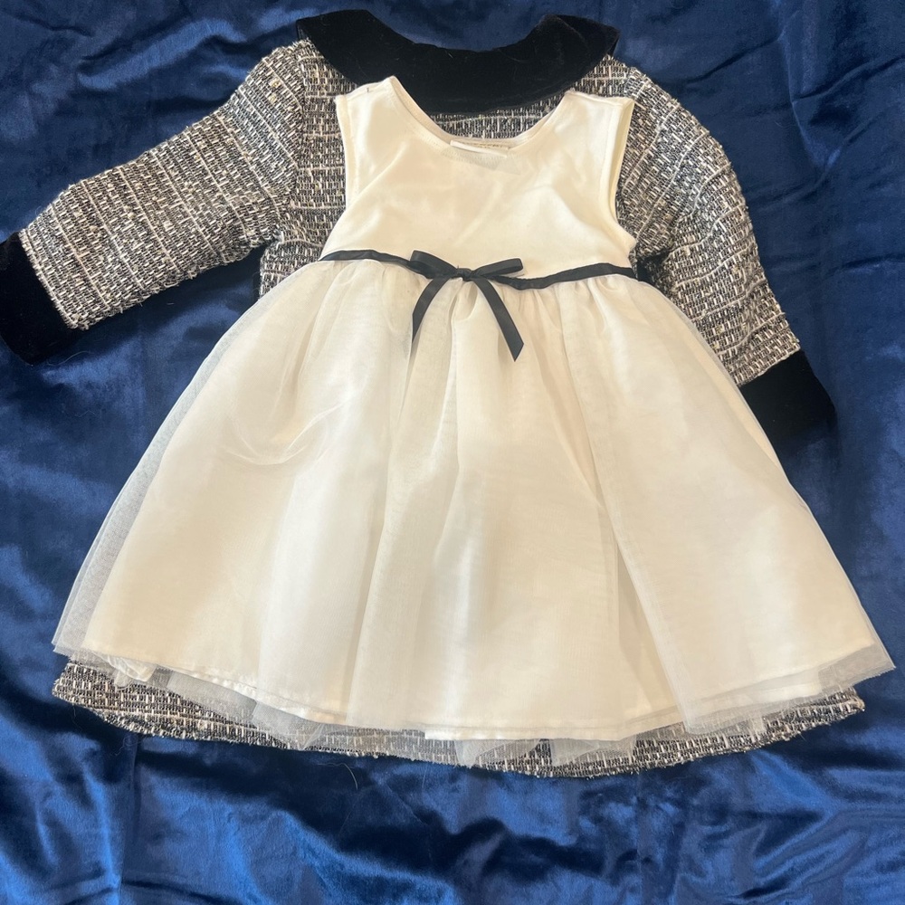 Elegant White and Black Kids Dress
